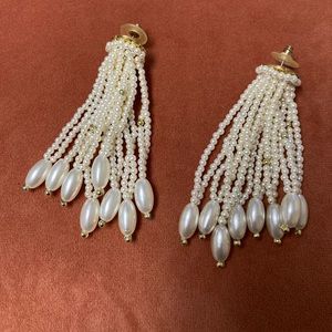 Long Faux Pearl Earrings